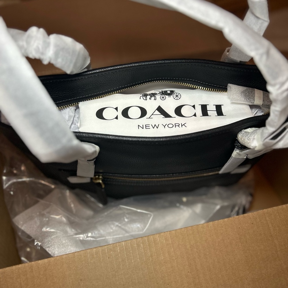 *NWT* Coach Polished Pebble Leather Taylor Tote Bag Black $325 new - Picture 11 of 13